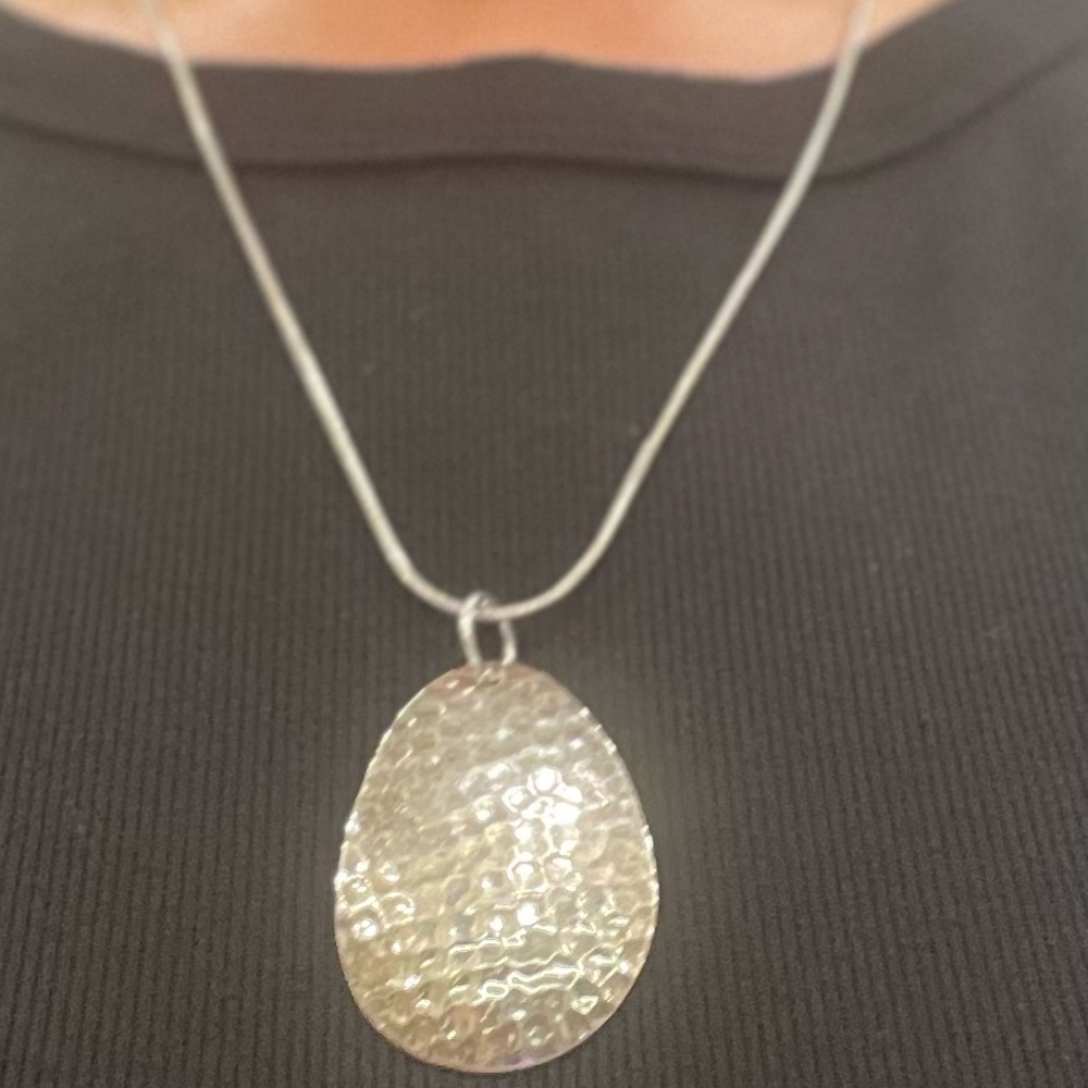 Hammered Sterling Silver Teardrop Pendant